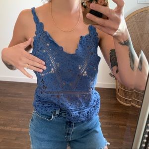 Blue crocheted tank
